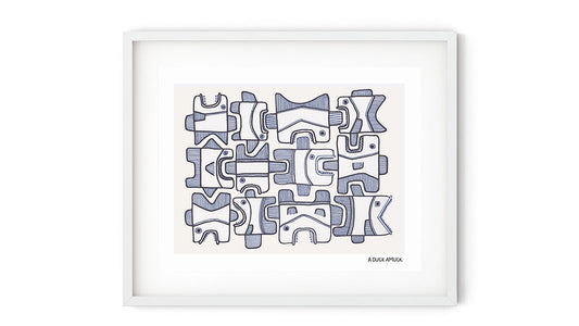 A drawing of a school of fish