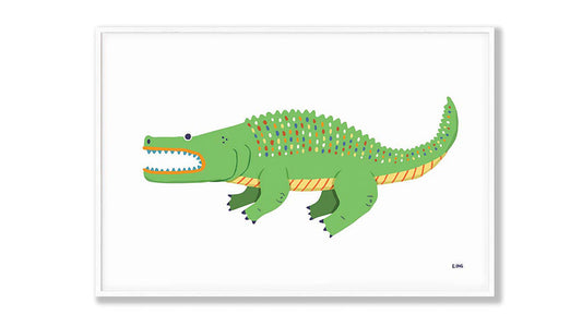 Illustration of an alligator as artwork for nursery decor