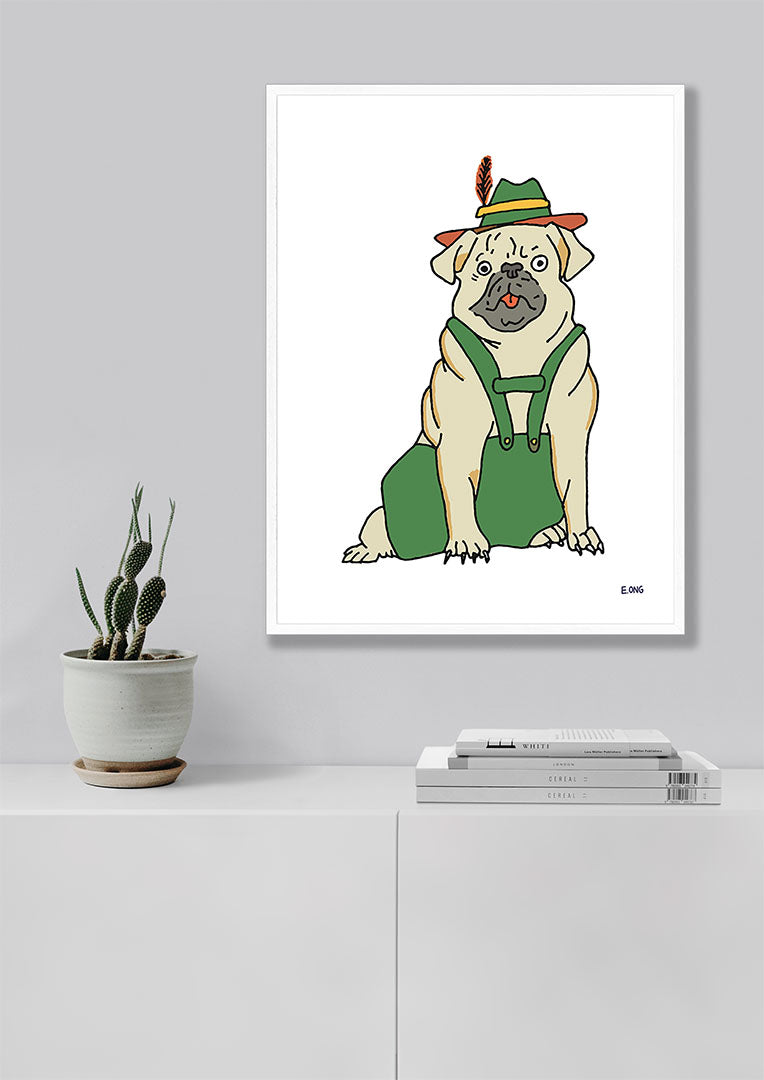 Pug artwork by artist E. Ong