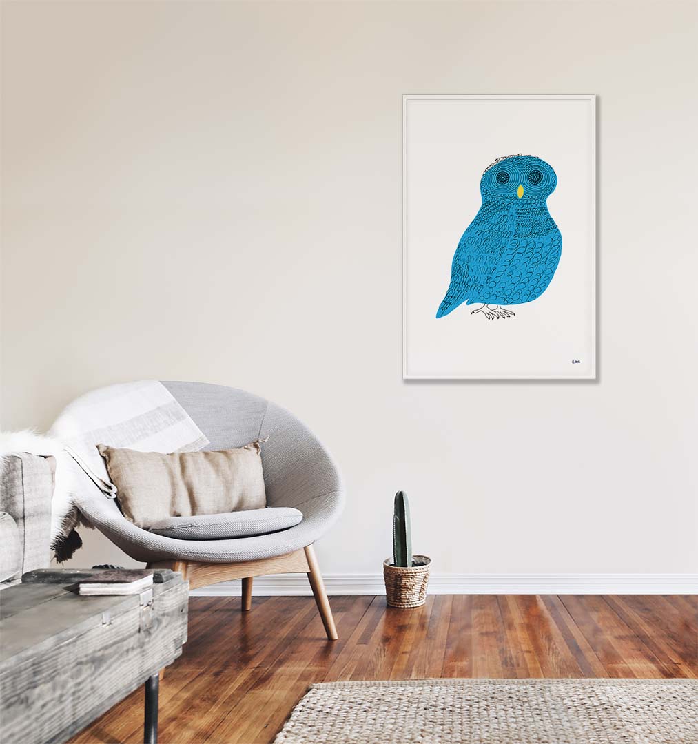 Curly Owl art print by E. Ong