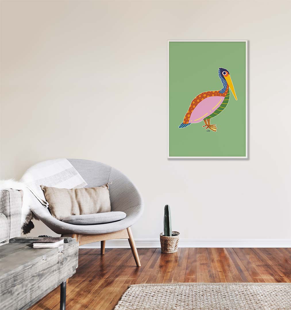 Pelican art print by artist E. Ong
