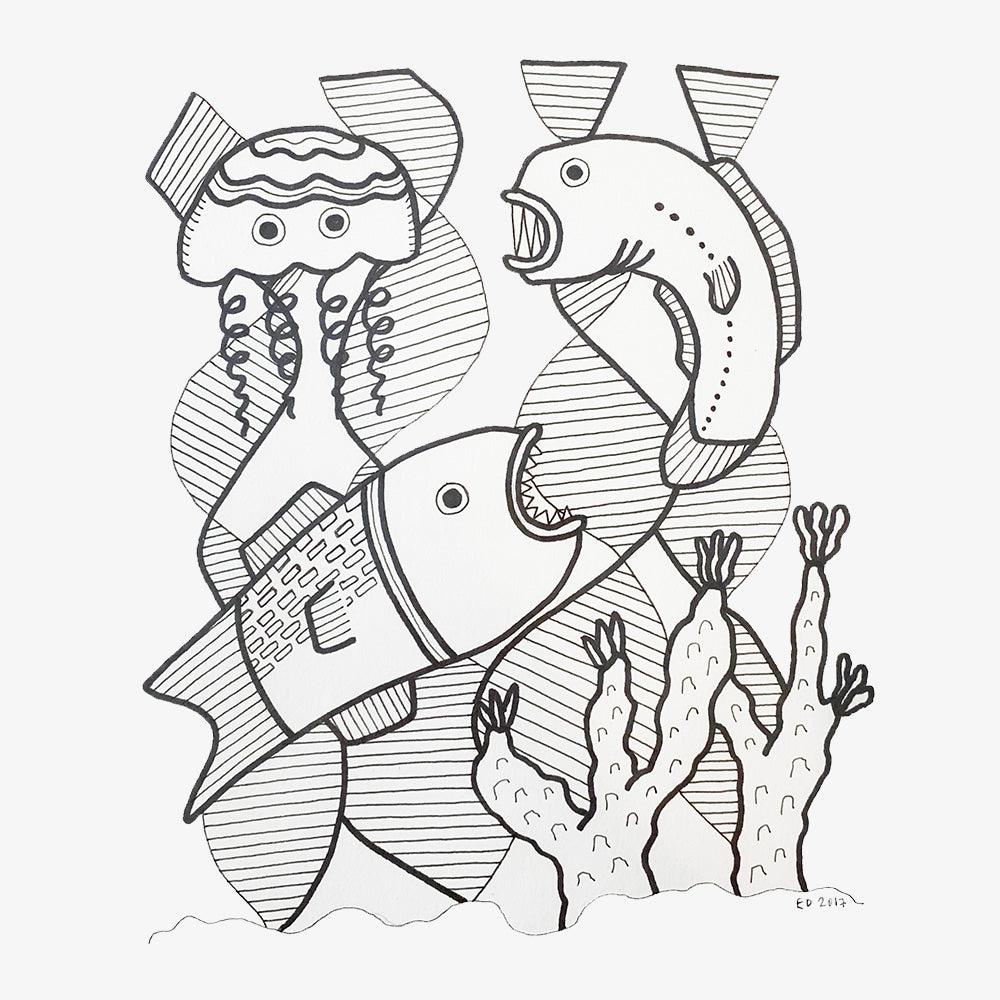 "El Nido" Black and White #4 (Original)