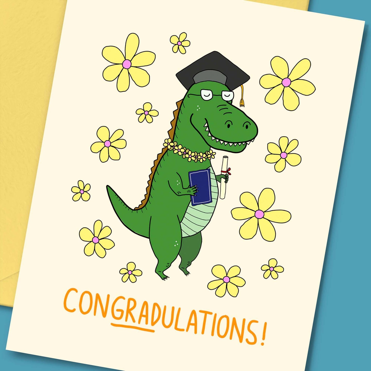 Con-GRAD-ulations! Dinosaur - Greeting Card