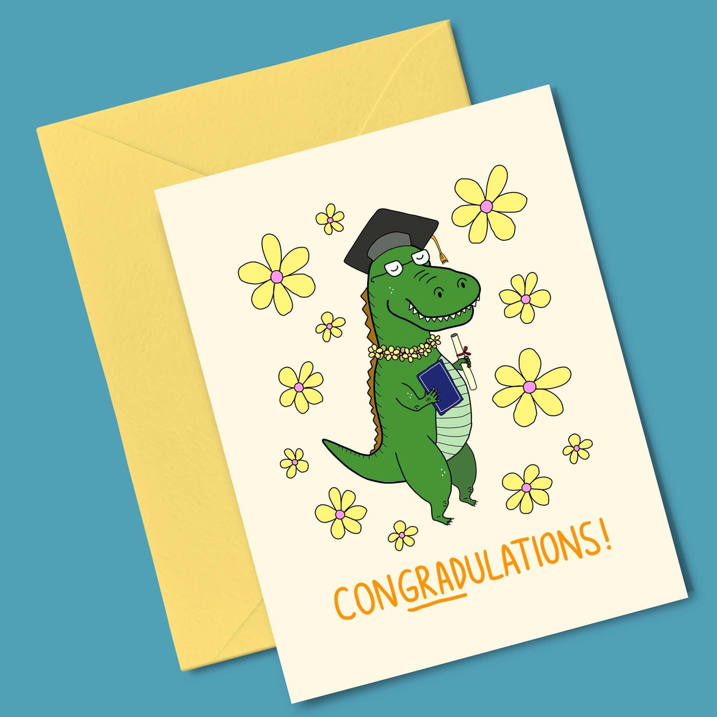 Con-GRAD-ulations! Dinosaur - Greeting Card