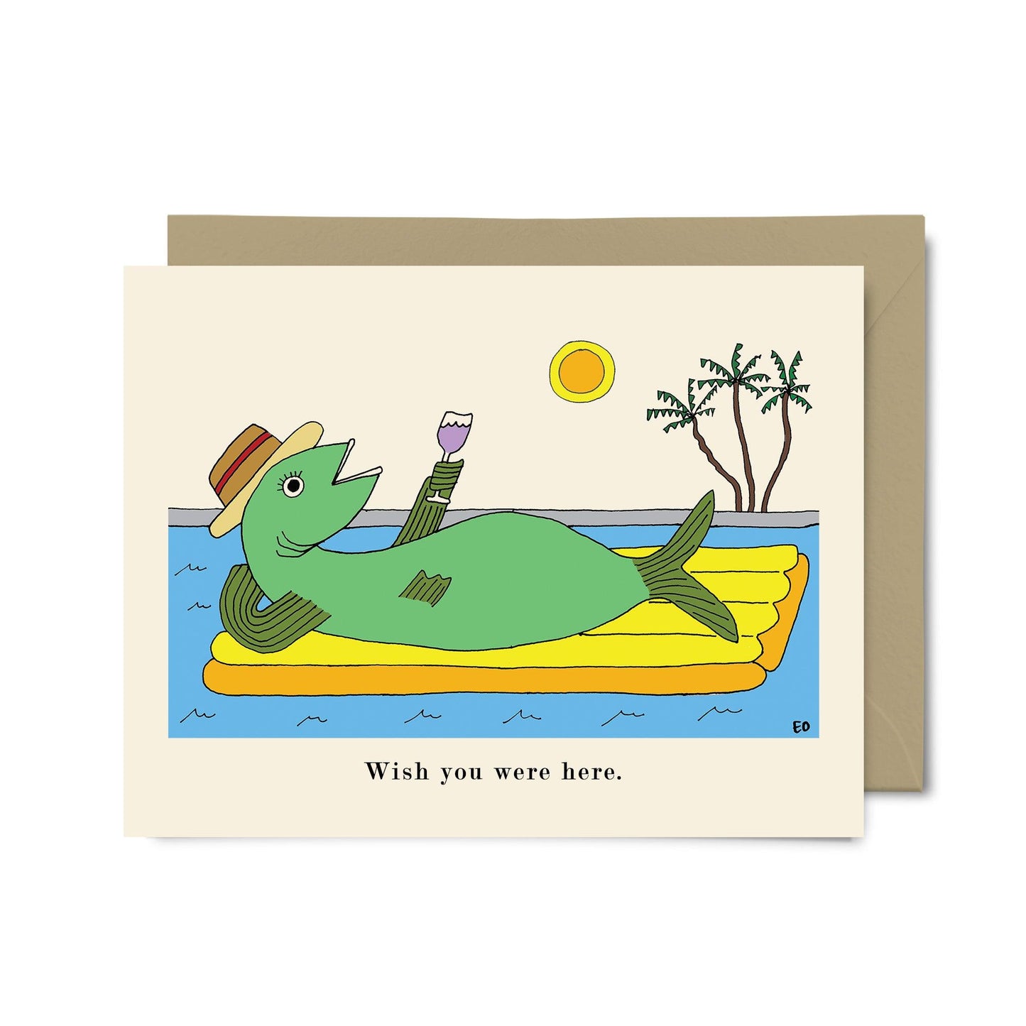 Wish You Were Here - "Wine O'Clock" Fish Card
