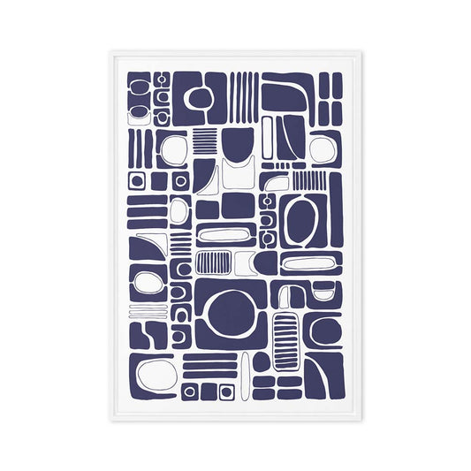 Color Pops (Blue) – Geometric Abstract Framed Canvas Wall Art