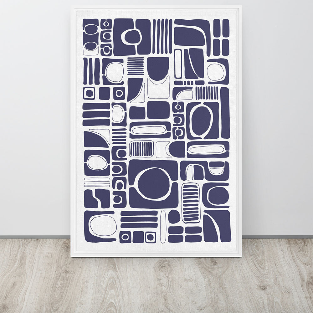 Color Pops (Blue) – Geometric Abstract Framed Canvas Wall Art