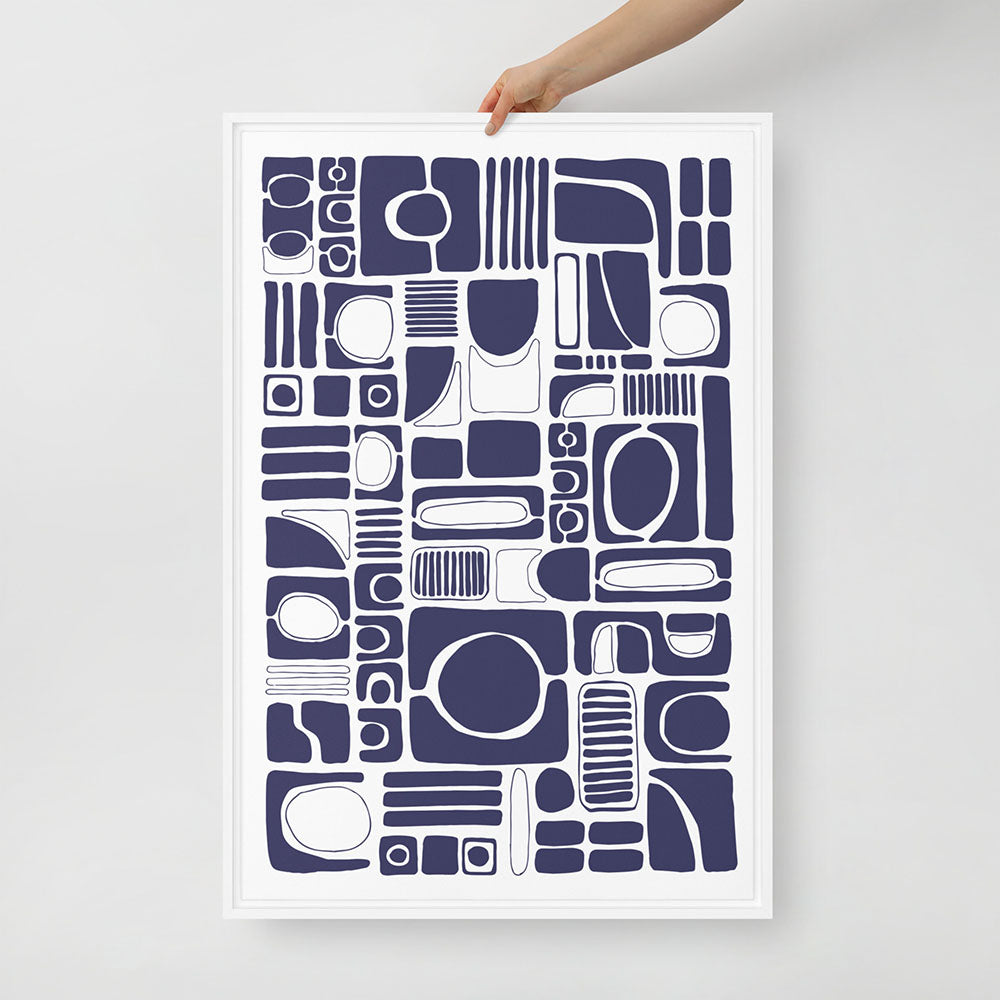 Color Pops (Blue) – Geometric Abstract Framed Canvas Wall Art