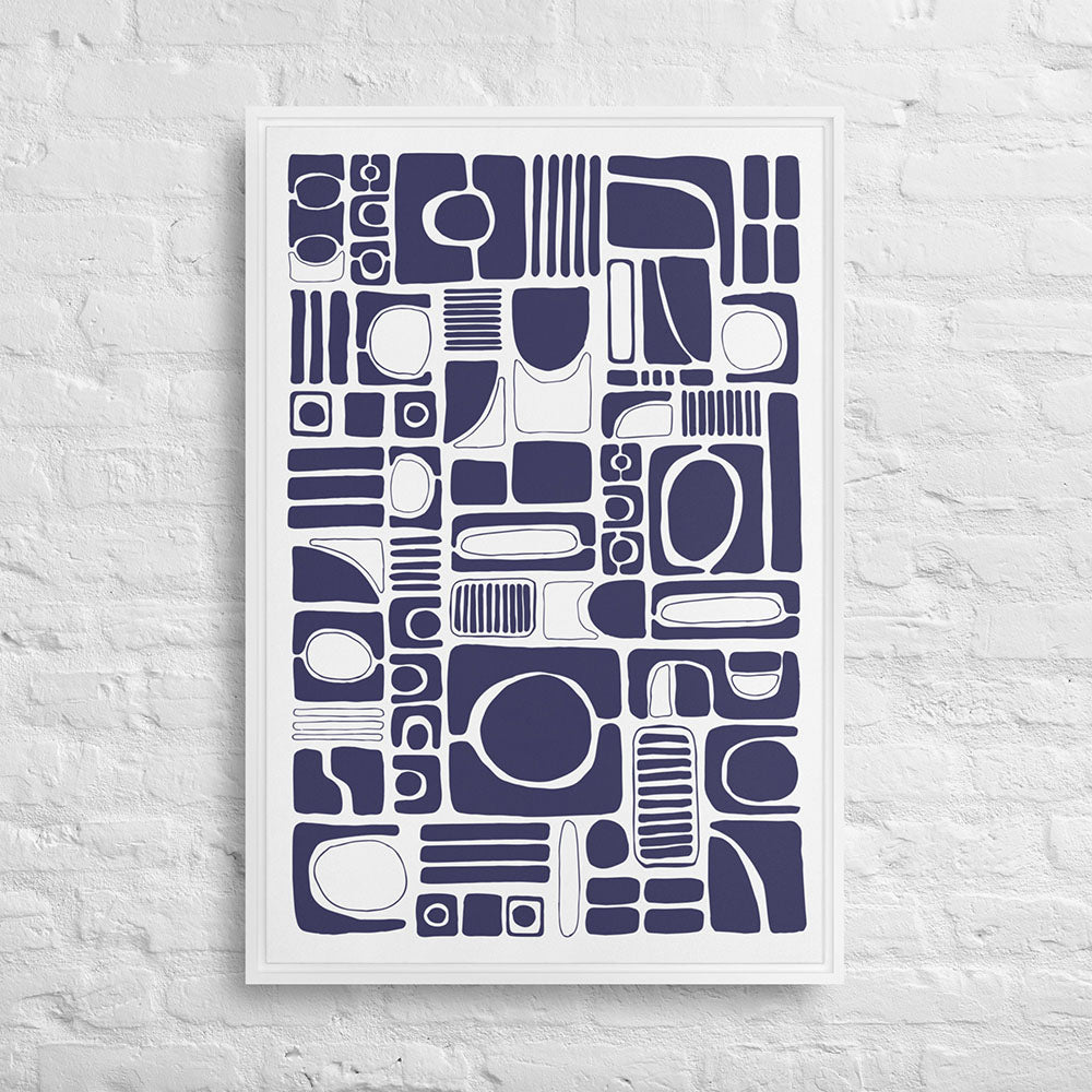 Color Pops (Blue) – Geometric Abstract Framed Canvas Wall Art