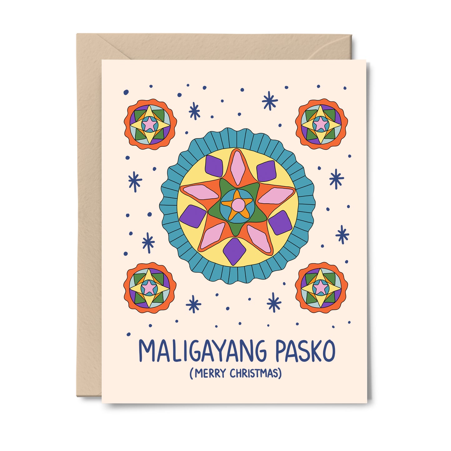 Parol (Orange Star) - Tagalog-English Christmas Card