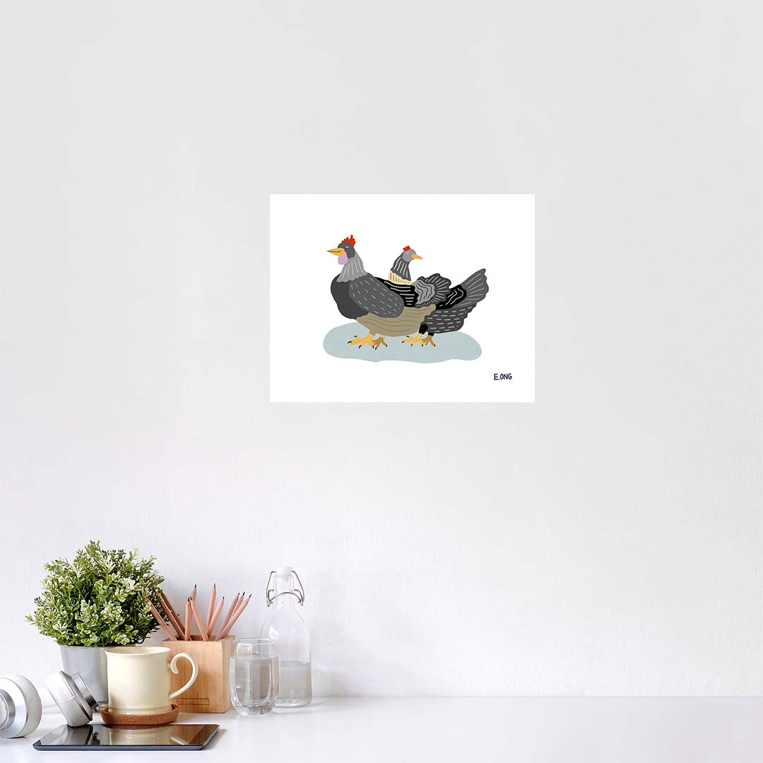 Two Chickens - Fine Art Paper Print