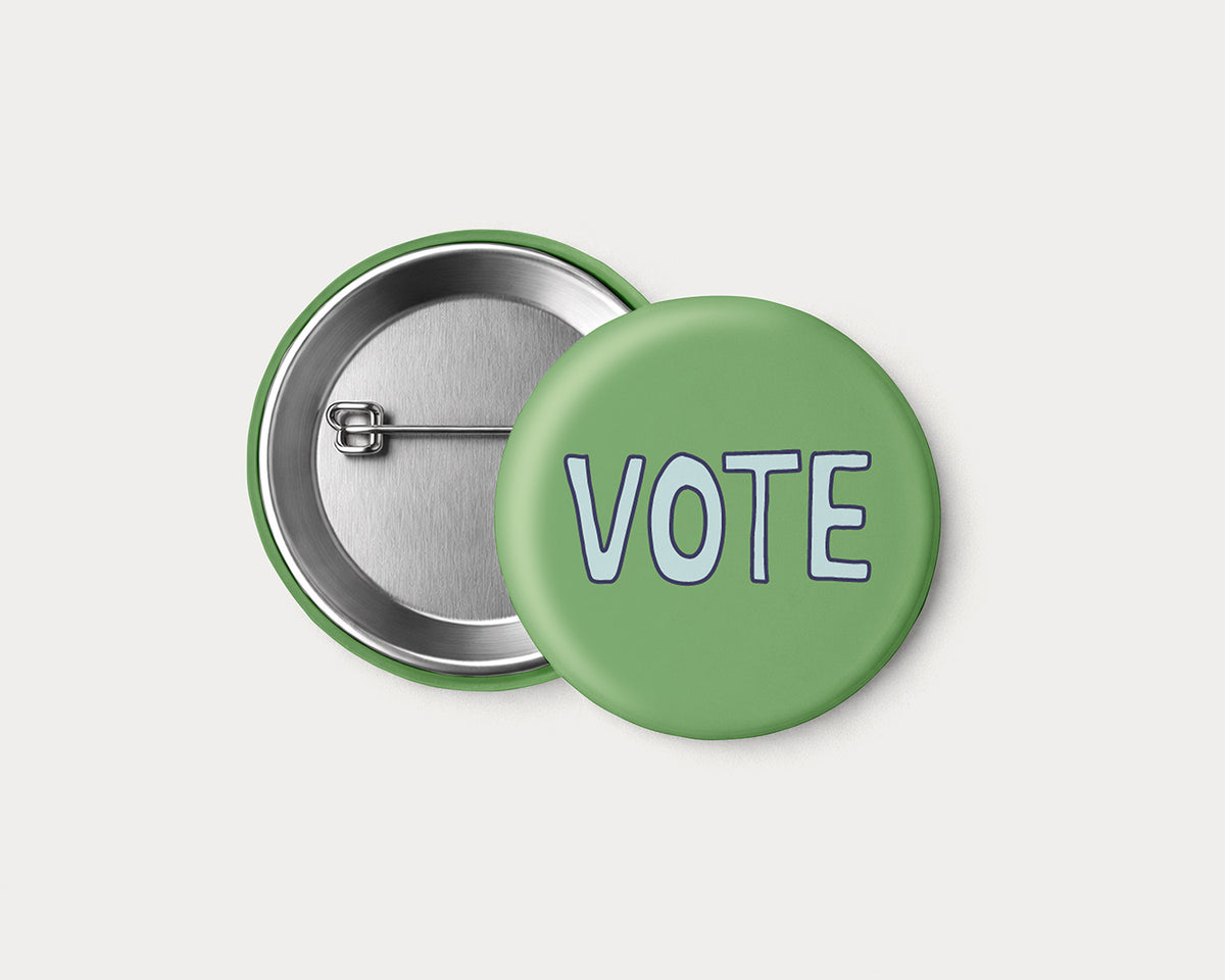 VOTE Pinback Button - 2.25" Illustrated Pin Badge