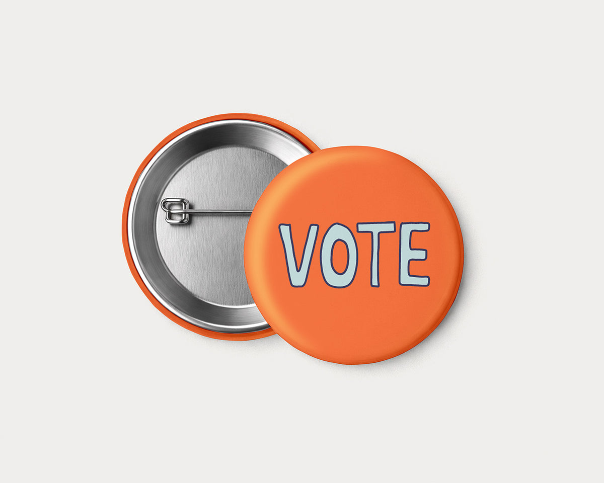 VOTE Pinback Button - 2.25" Illustrated Pin Badge