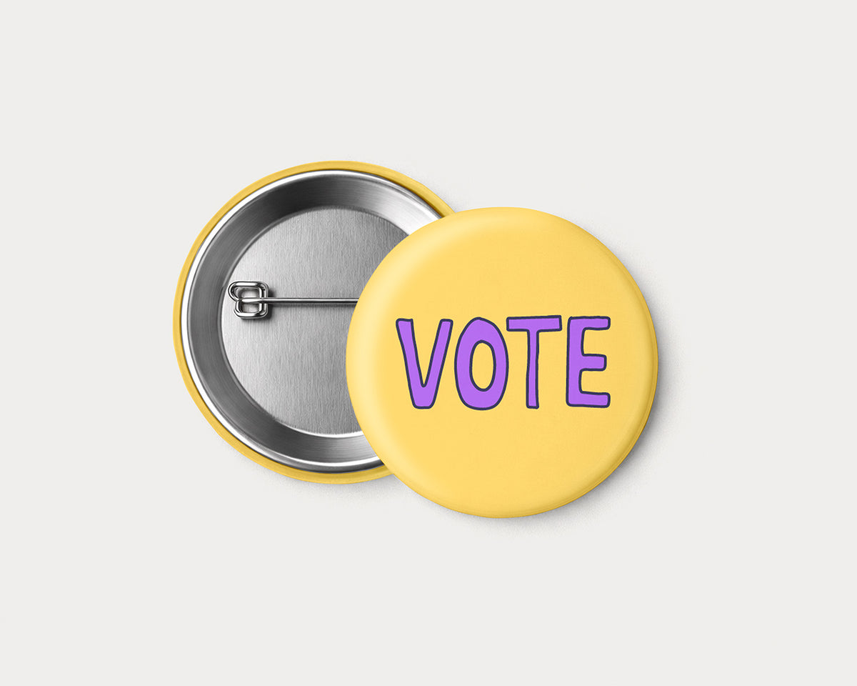 VOTE Pinback Button - 2.25" Illustrated Pin Badge