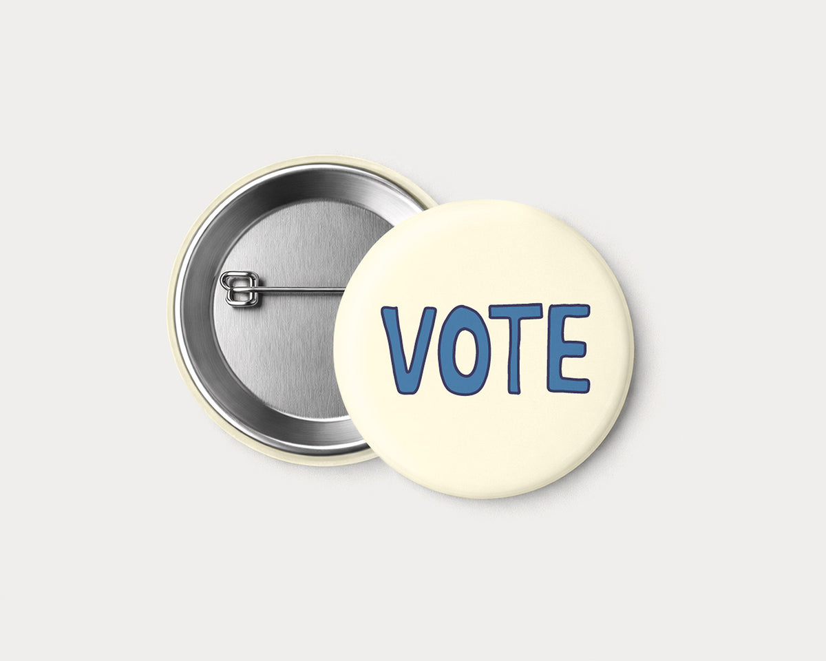 VOTE Pinback Button - 2.25" Illustrated Pin Badge