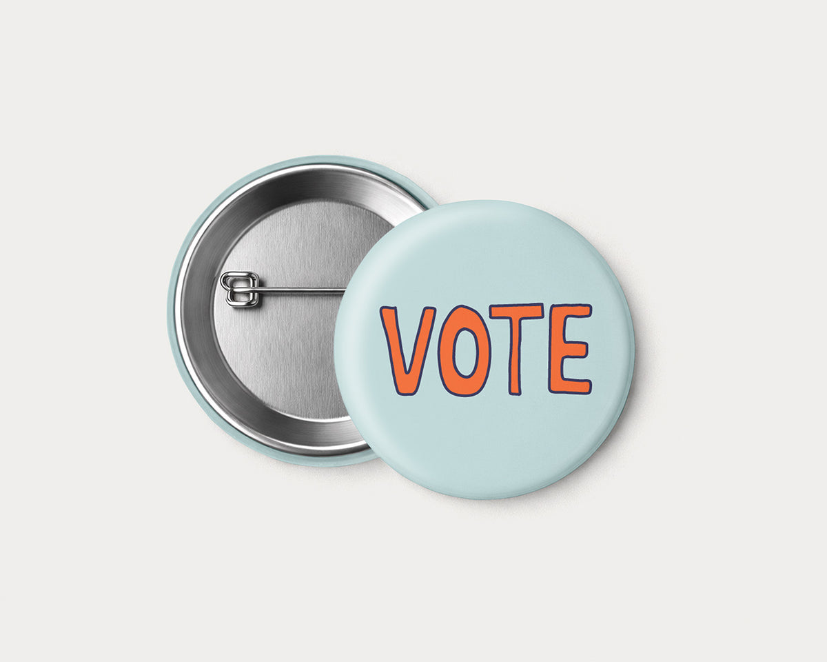 VOTE Pinback Button - 2.25" Illustrated Pin Badge