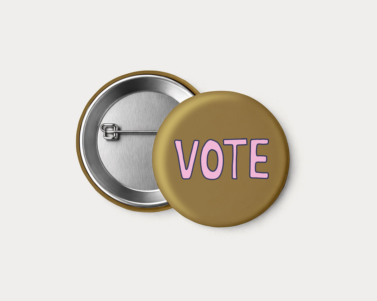 VOTE Pinback Button - 2.25" Illustrated Pin Badge
