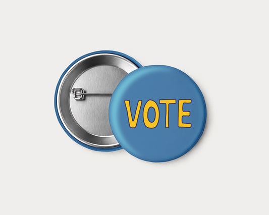 VOTE Pinback Button - 2.25" Illustrated Pin Badge