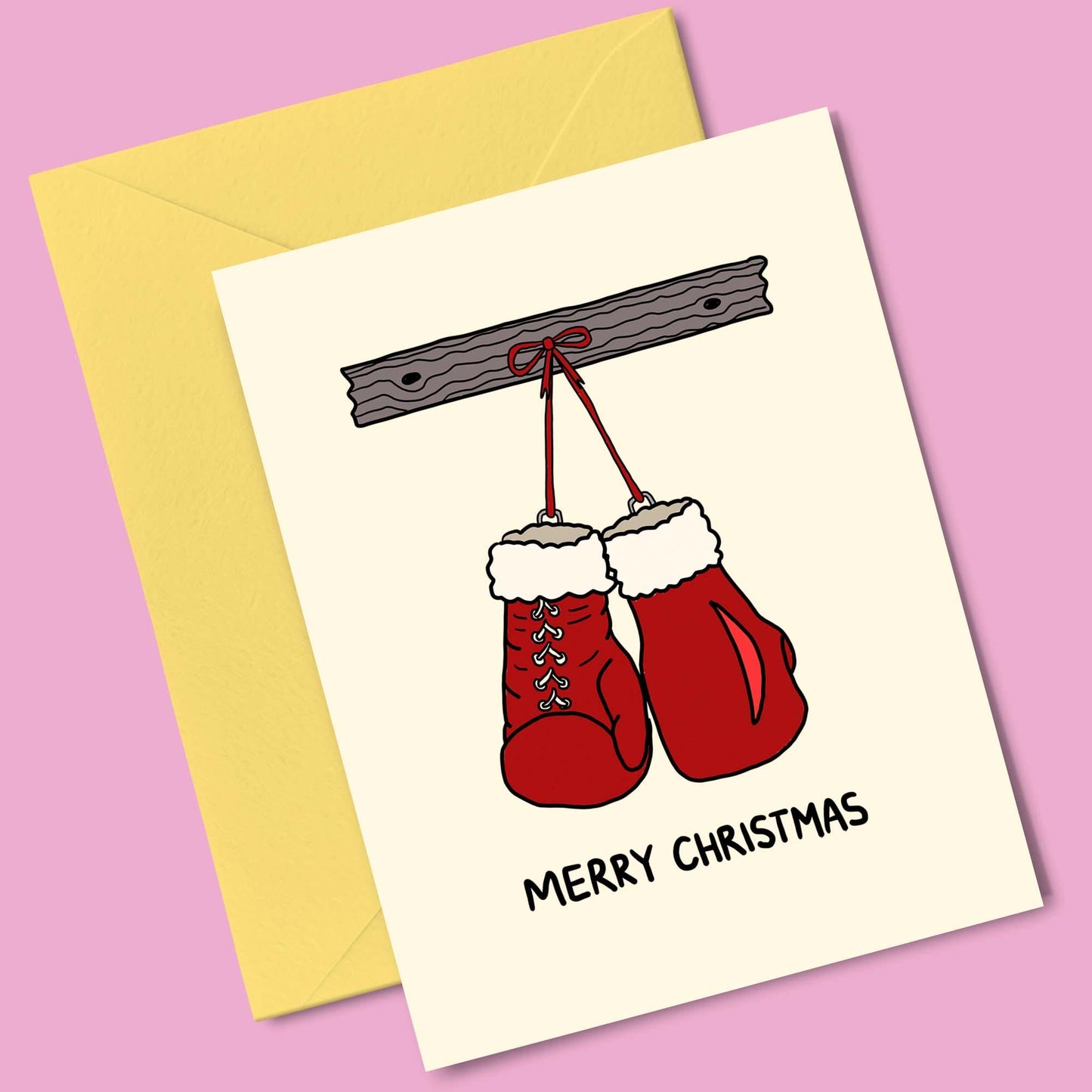 Santa Claus Christmas Boxing Gloves - Holiday Greeting Card