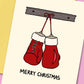 Santa Claus Christmas Boxing Gloves - Holiday Greeting Card