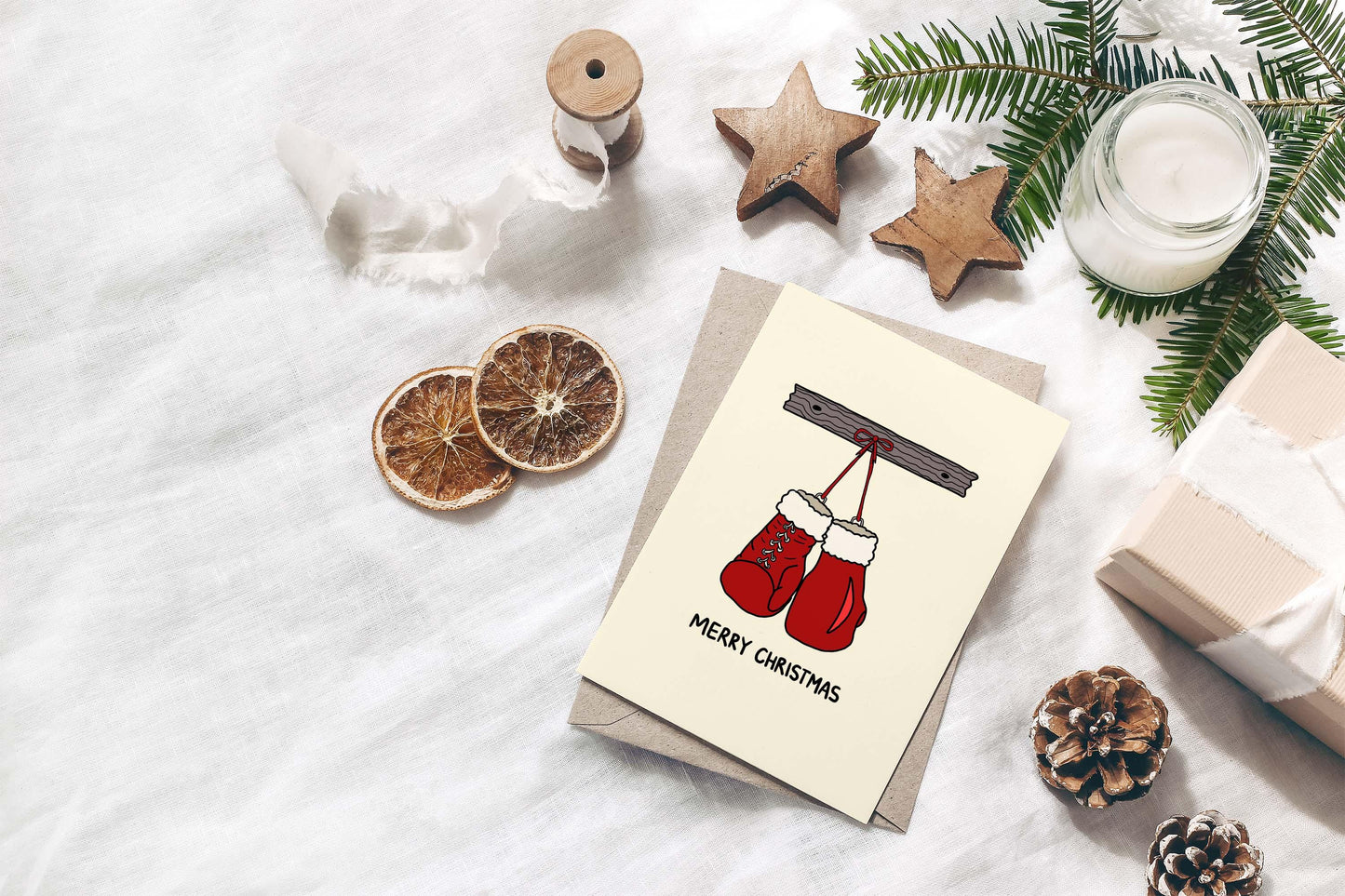 Santa Claus Christmas Boxing Gloves - Holiday Greeting Card