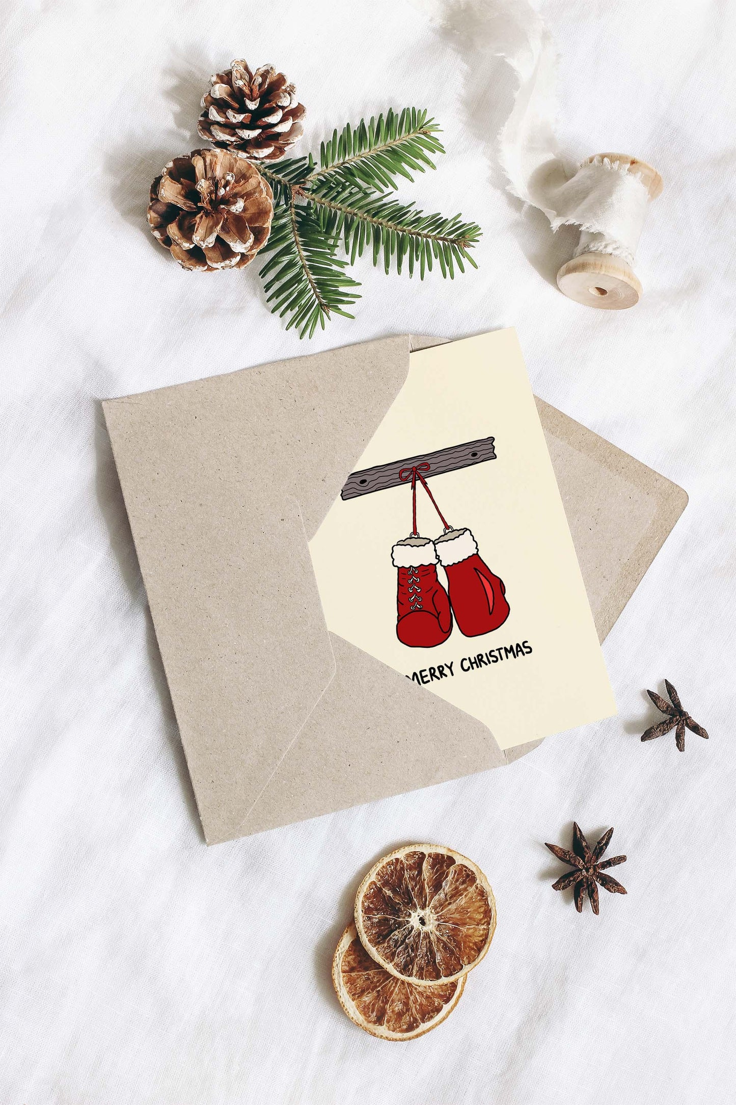 Santa Claus Christmas Boxing Gloves - Holiday Greeting Card