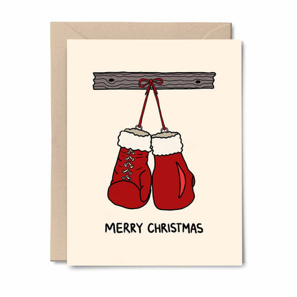 Santa Claus Christmas Boxing Gloves - Holiday Greeting Card