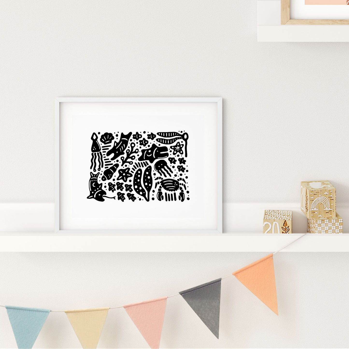 Fish Blobs #1 (Black) - Print