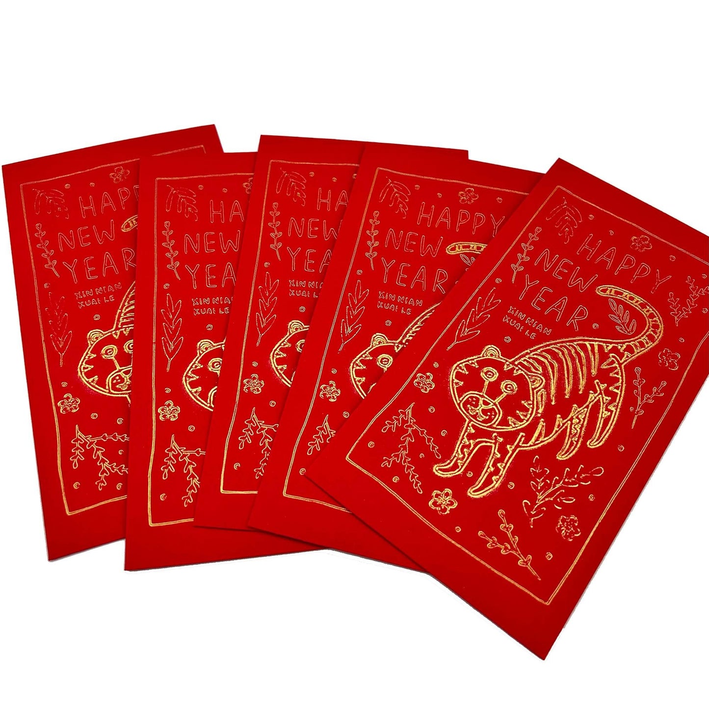 Tiger (Floral) - Lunar New Year - Red Envelope / Hong Bao / Ang Pao