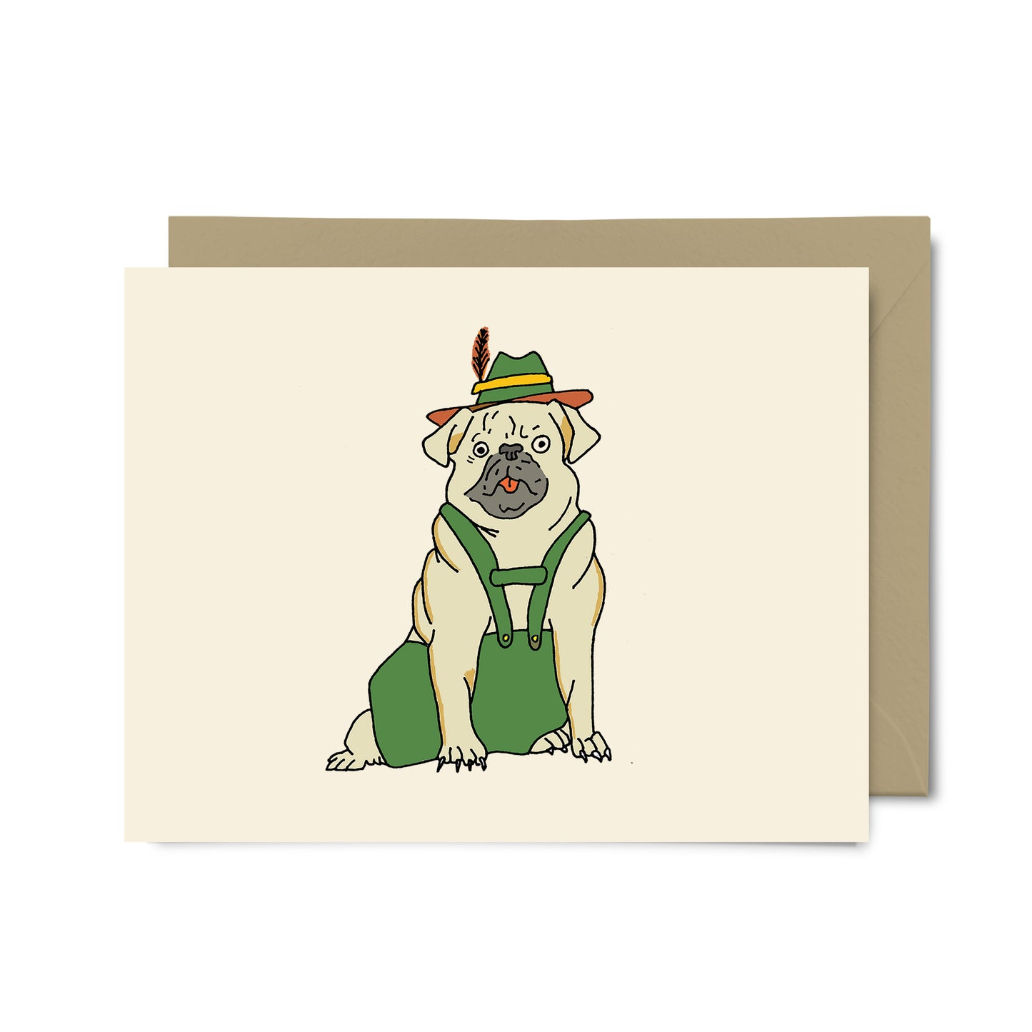 Pug in Lederhosen - Notecard Set