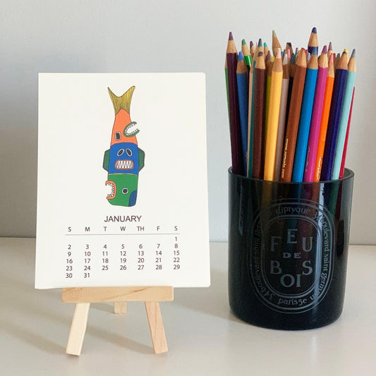 Fish Totems - 2022 Monthly Desk Calendar With Stand