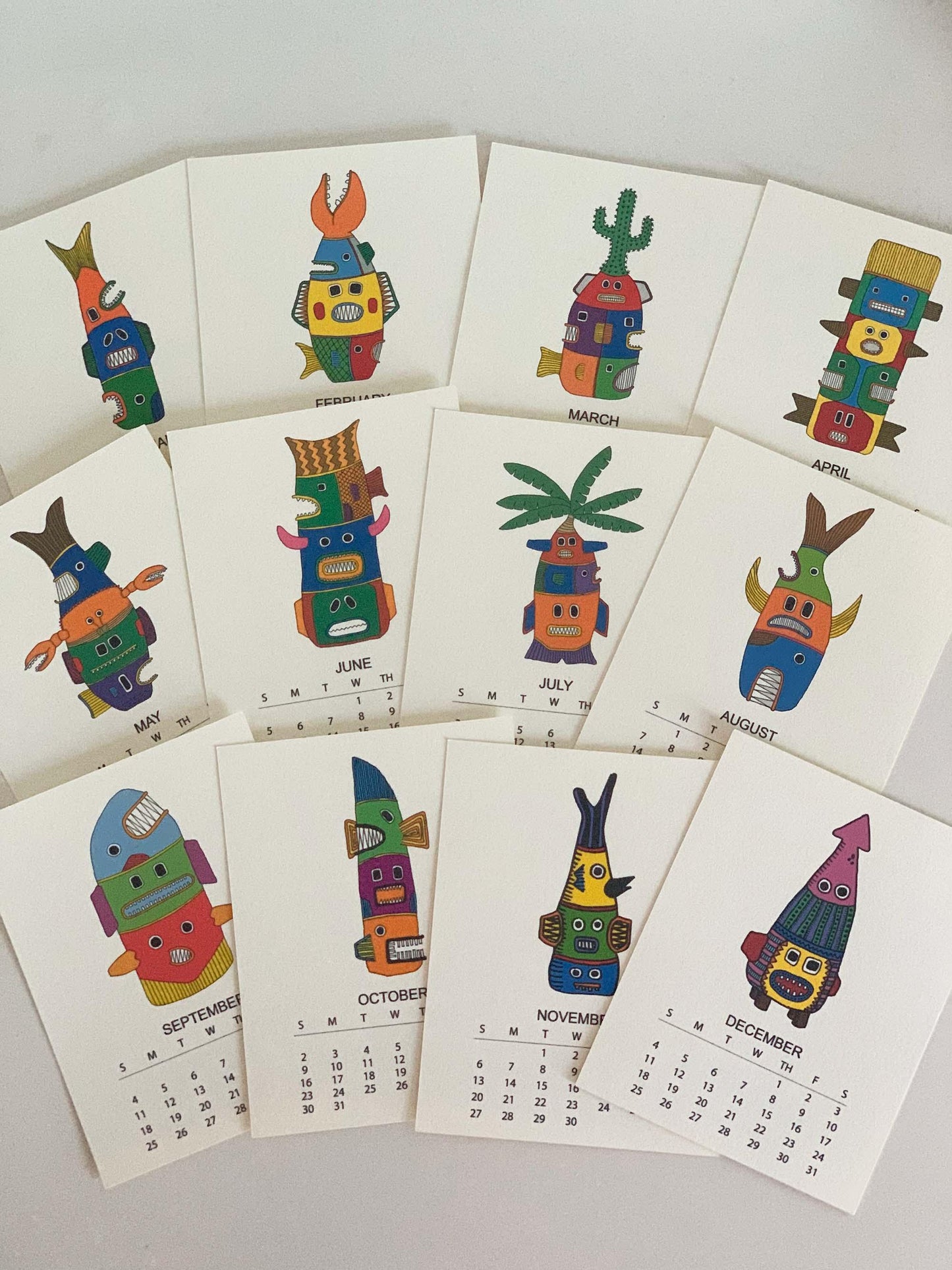Fish Totems - 2022 Monthly Desk Calendar With Stand