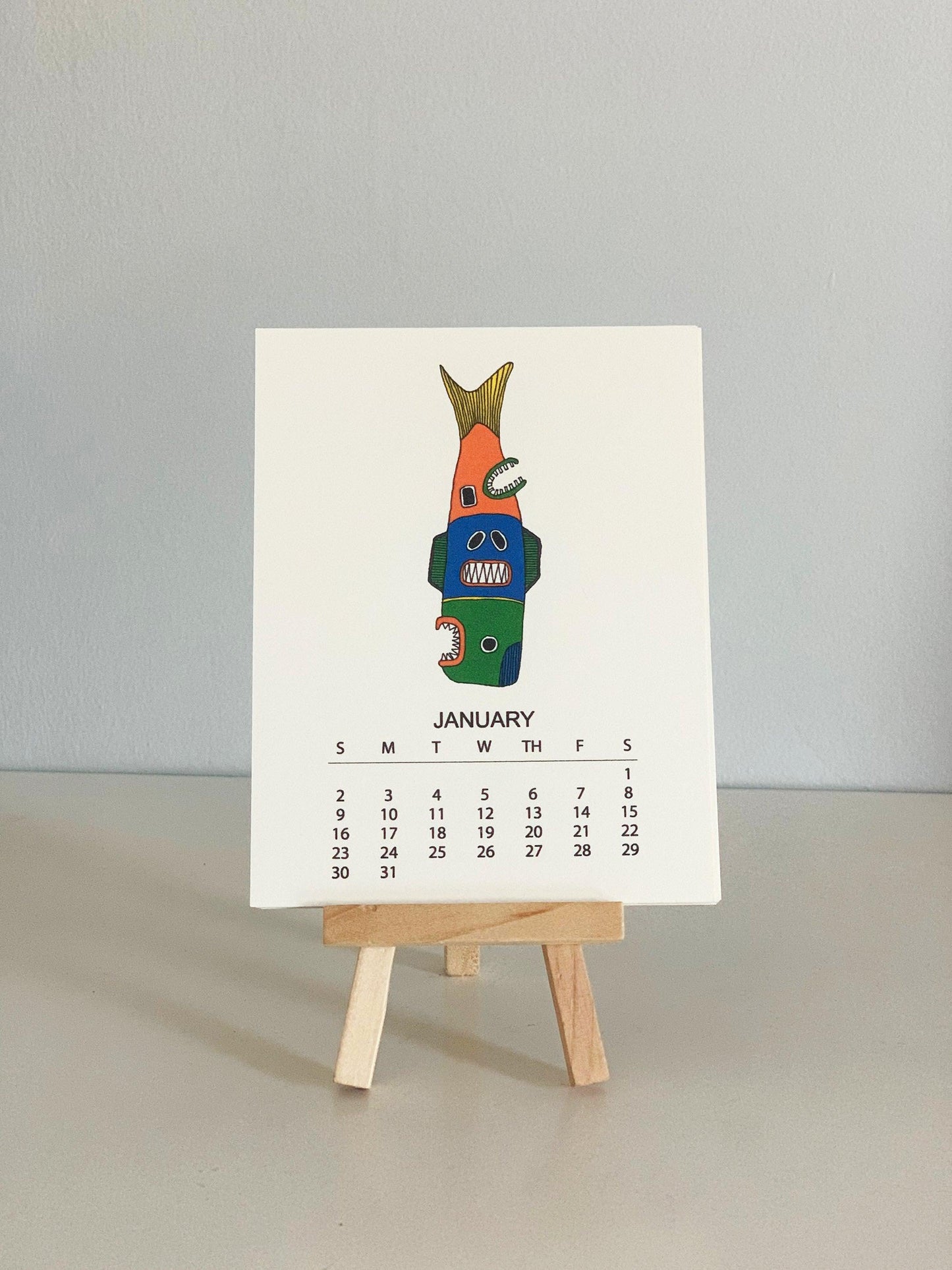 Fish Totems - 2022 Monthly Desk Calendar With Stand