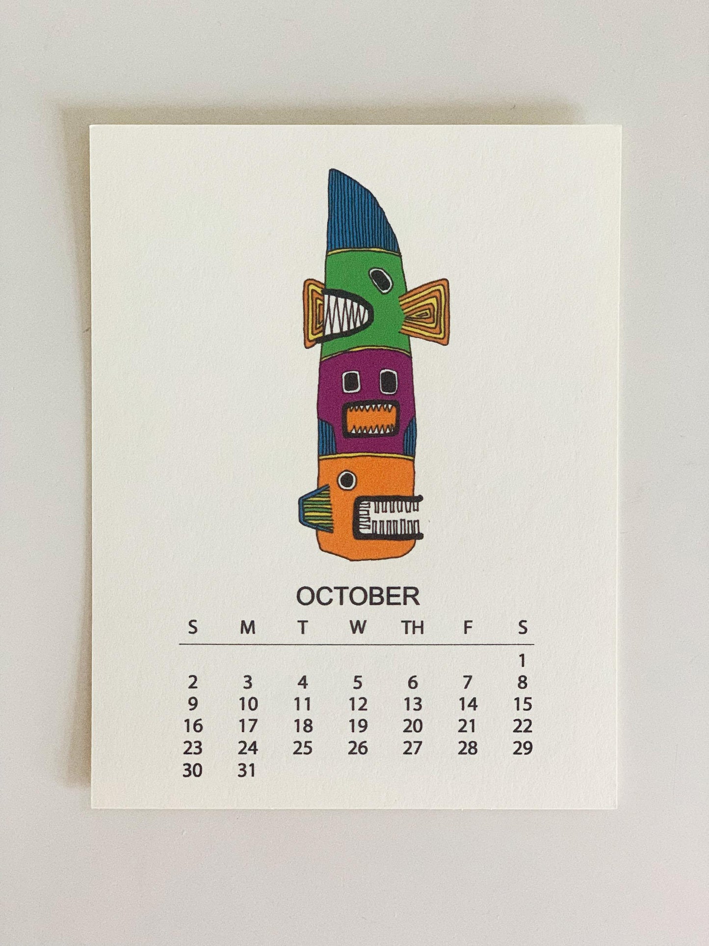 Fish Totems - 2022 Monthly Desk Calendar With Stand