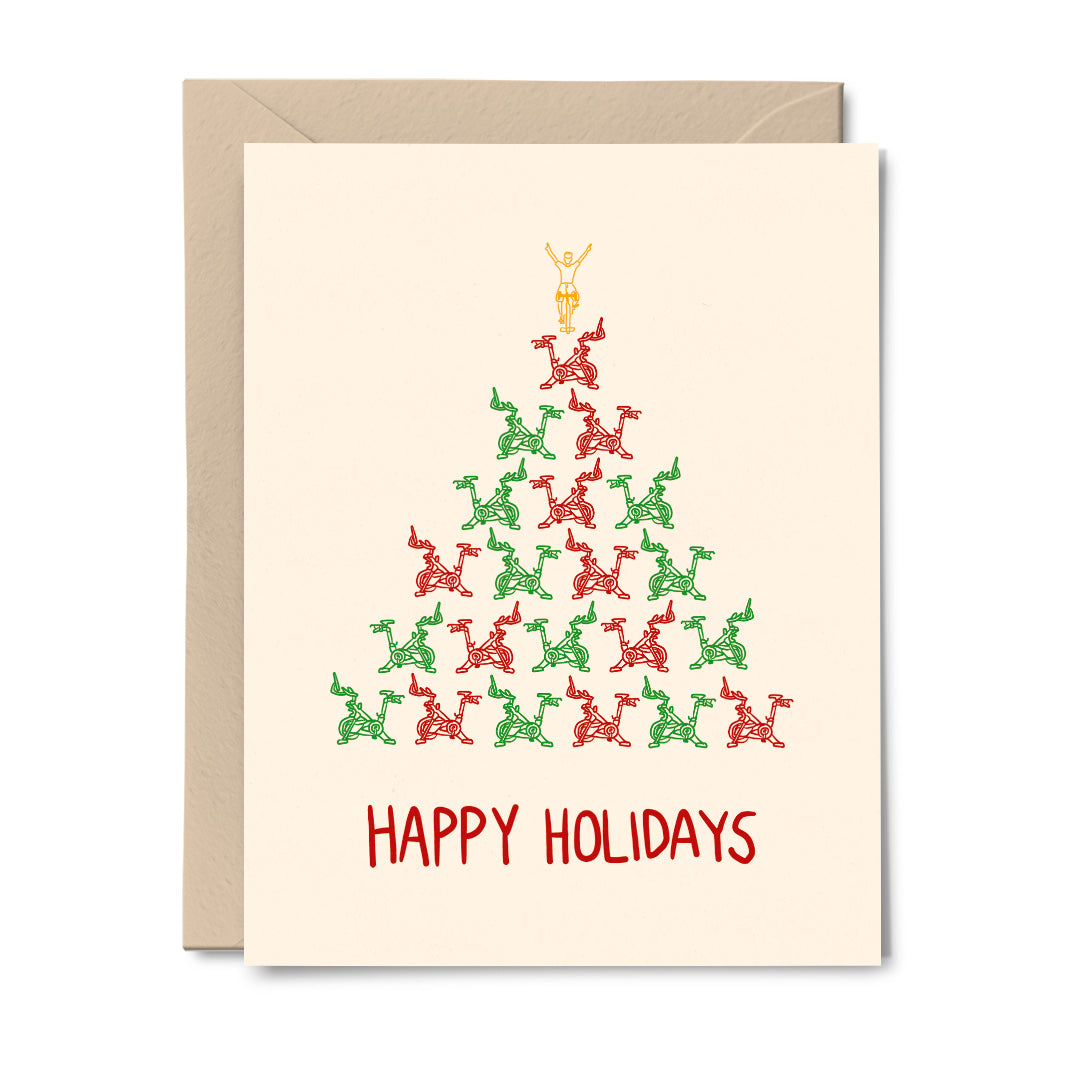 Spin Class Christmas Tree - Holiday Greeting Card