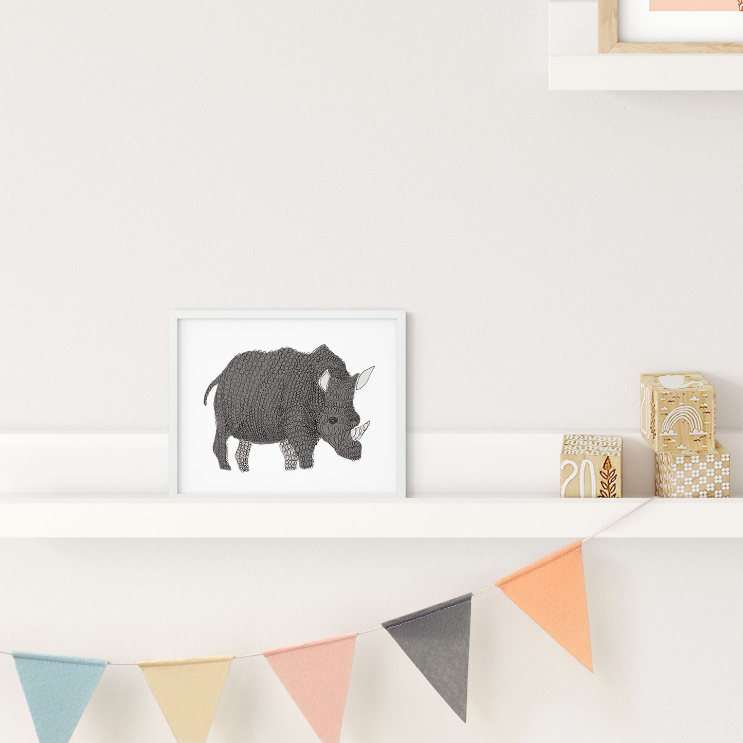 Curly Rhino (Print)