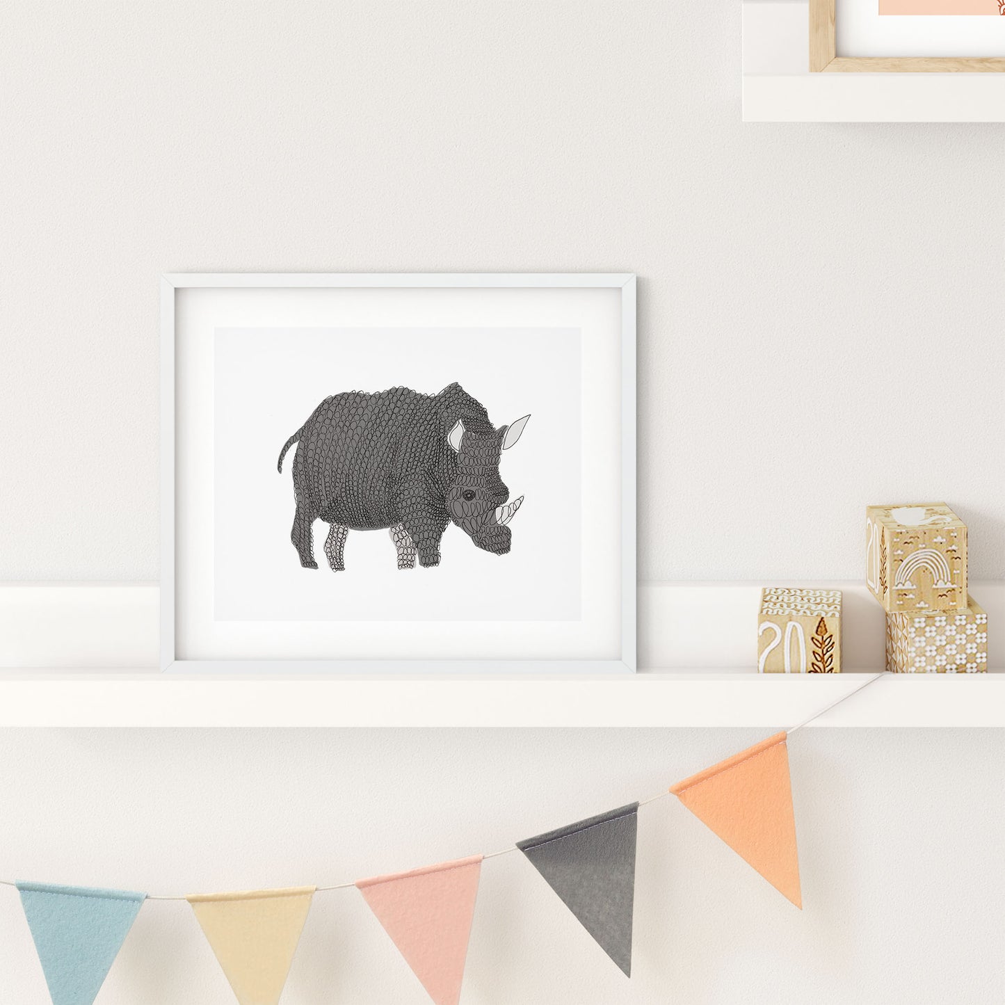 Curly Rhino (Print)