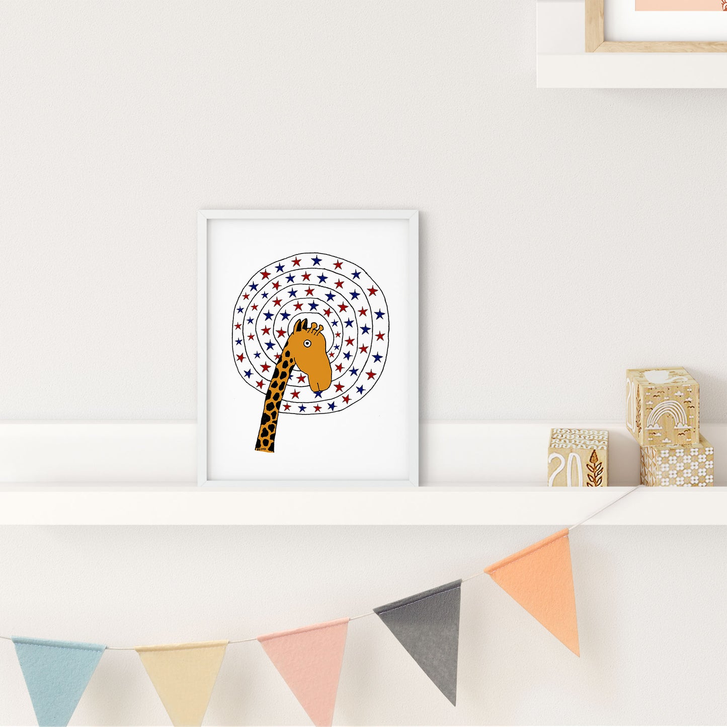 Giraffe & Stars (Print)
