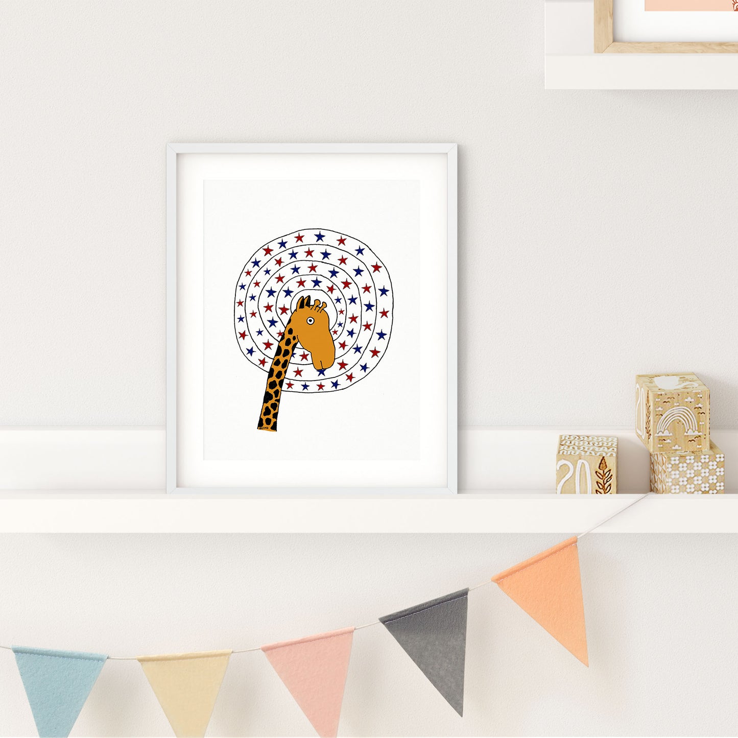 Giraffe & Stars (Print)