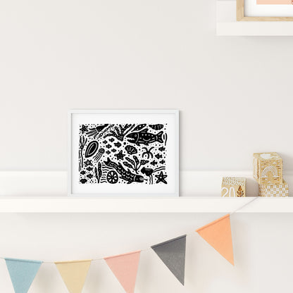 Fish Blobs #3 (Black) - Print