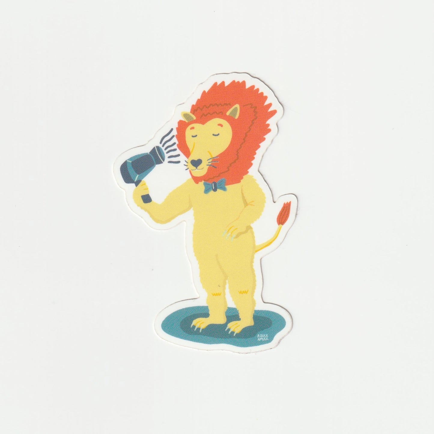 Lion Blow-Drying (Vinyl Sticker)