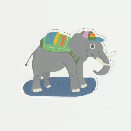 Elephant with Backpack (Vinyl Sticker)